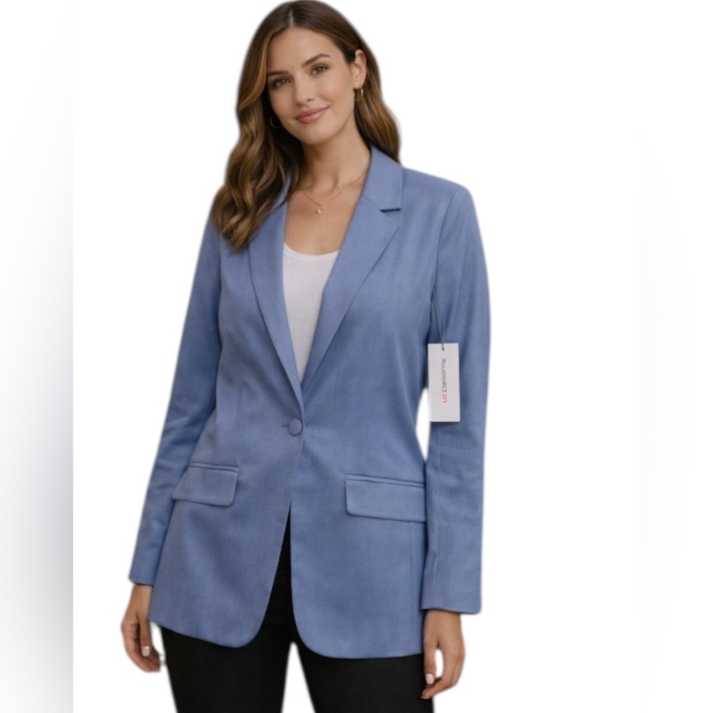 Liz Claiborne Blue Blazer Jacket One Button Lined Size 8 NWT